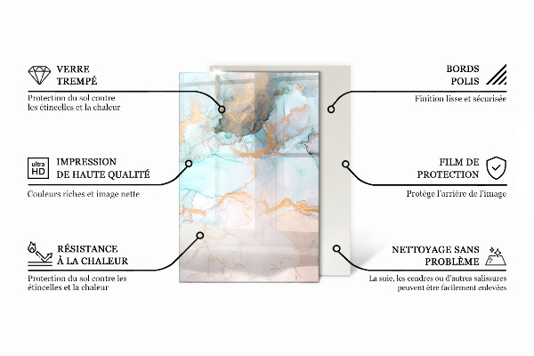 Rectangular glass hearth for log burner Stone pattern with particles