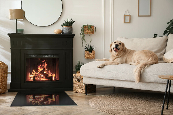 Rectangular glass hearth for log burner Colour Black