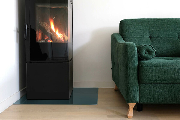 Rectangular glass hearth for wood stove Sea Colour