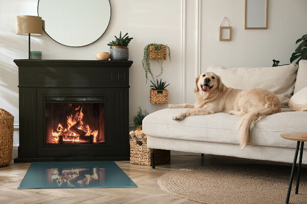 Rectangular glass hearth for wood stove Sea Colour