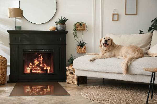 Rectangular glass hearth for log burner Colour Brown