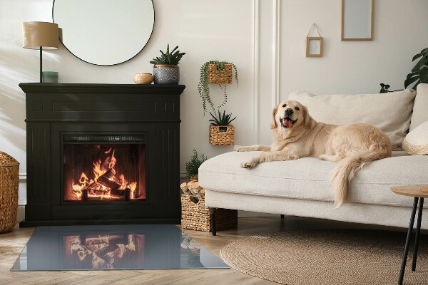 Rectangular glass hearth for wood stove Colour Dark Blue