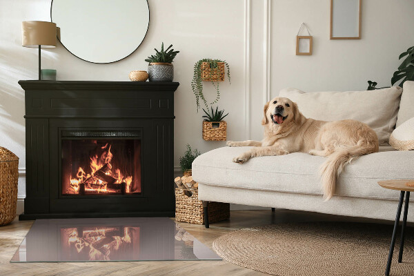 Rectangular glass hearth for log burner Colour Beige