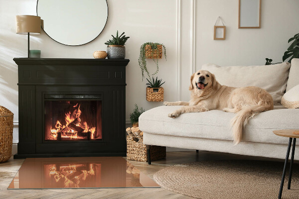 Rectangular glass hearth for log burner Colour Brown