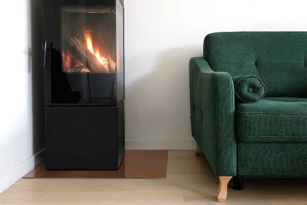 Rectangular glass hearth for log burner Colour Brown