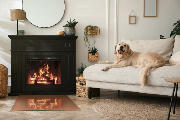 Rectangular glass hearth for log burner Colour Brown