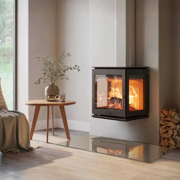 Rectangular glass hearth Colour Brown