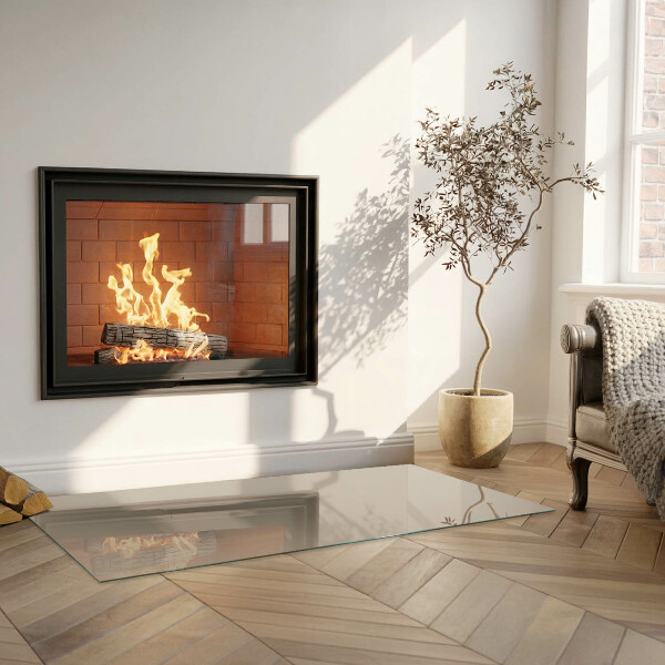 Rectangular glass hearth Colour Brown