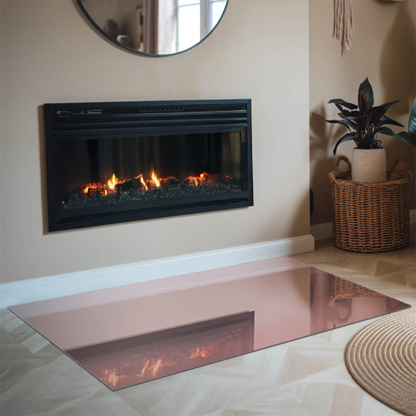 Rectangular glass hearth for log burner Colour Pink