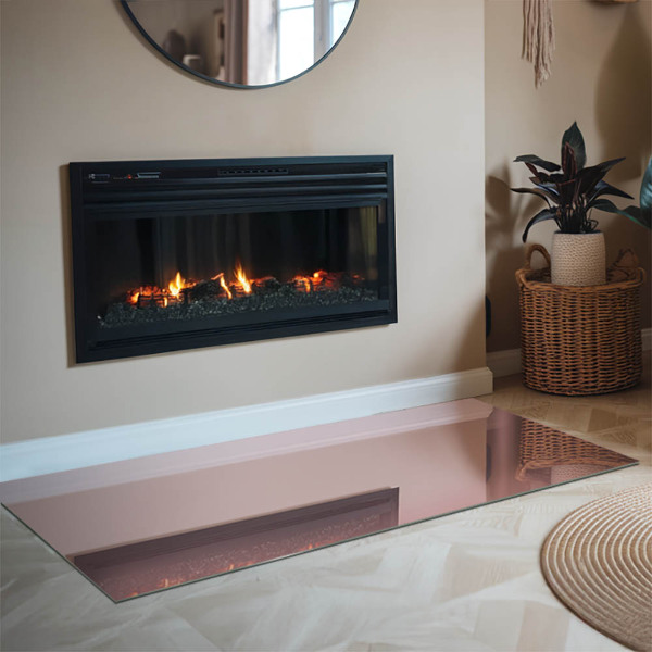 Rectangular glass hearth for log burner Colour Pink