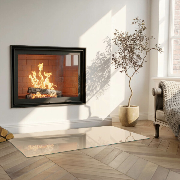 Rectangular glass hearth for wood stove Colour Beige