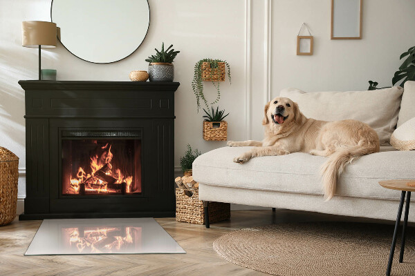 Rectangular glass hearth for log burner Colour Pale Pink
