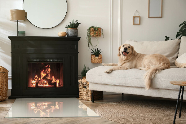 Rectangular glass hearth Colour Beige