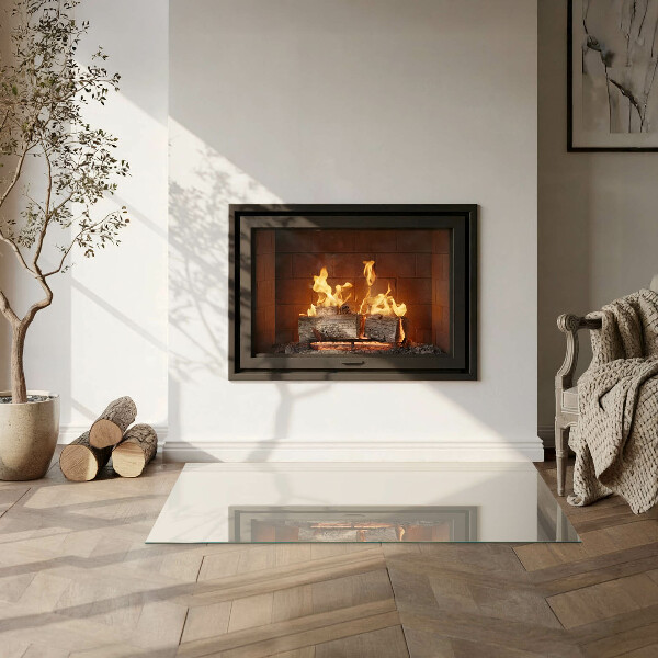 Rectangular glass hearth Colour Beige