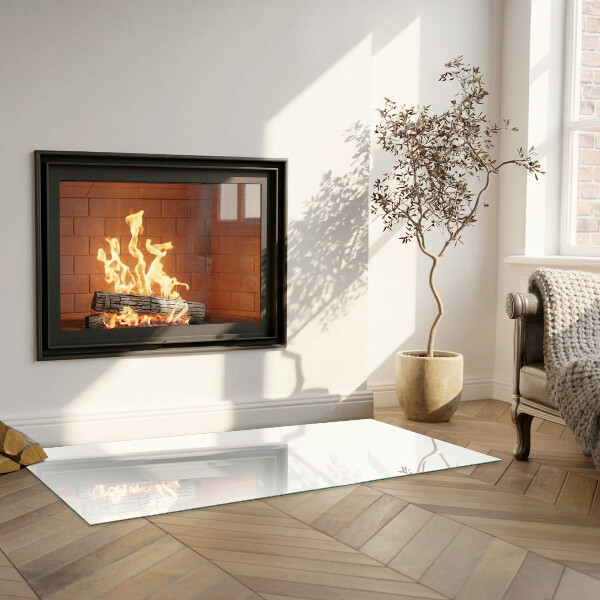 Rectangular glass hearth Colour White