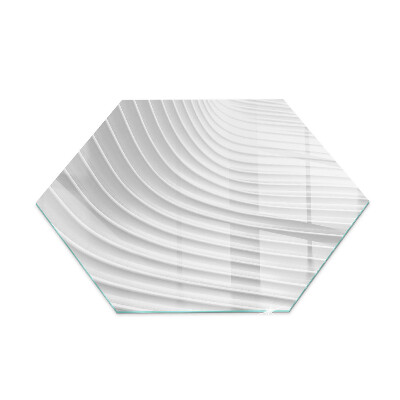 Hexagonal glass hearth for stove Waves of delicate lines