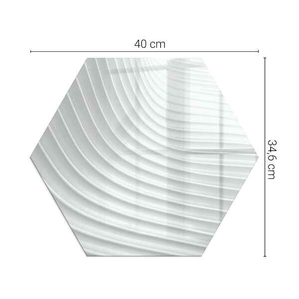 Hexagonal glass hearth for stove Waves of delicate lines