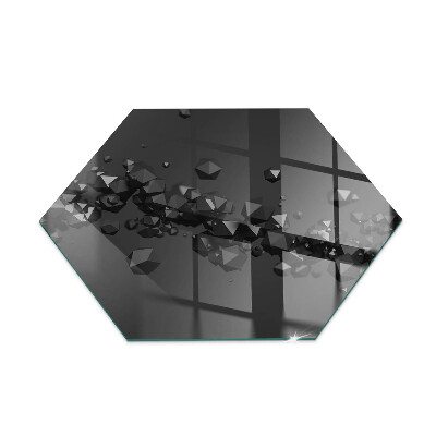 Hexagonal corner glass hearth Abstract cloud of solids