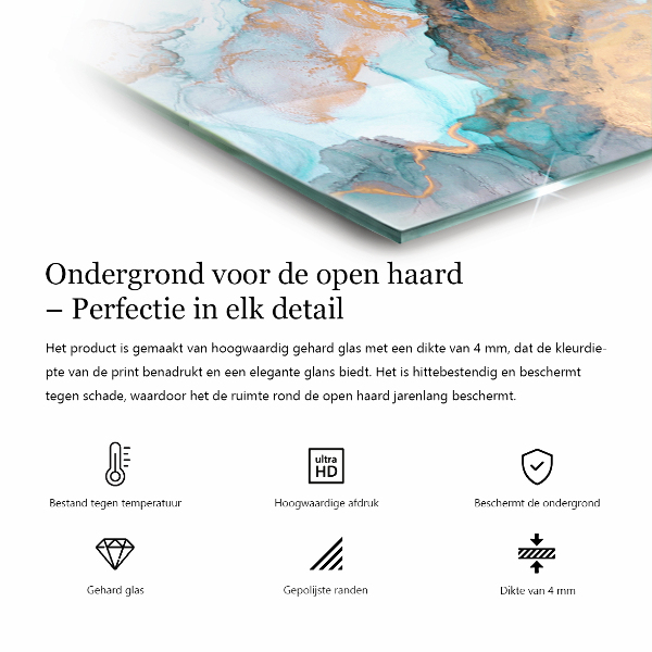 Hexagonal glass hearth pad Abstract organic pattern