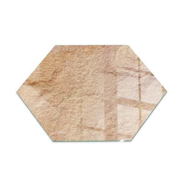Hexagonal glass hearth for stove Natural stone texture