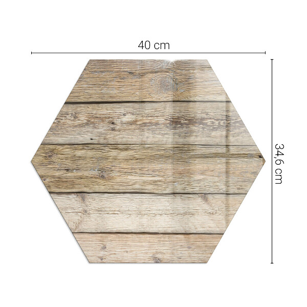 Hexagonal corner glass hearth Wooden board in the layout
