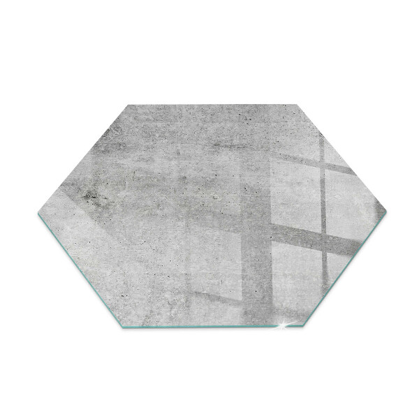 Hexagonal glass hearth for stove Raw concrete texture