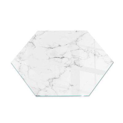 Hexagonal corner glass hearth Marble pattern with veins