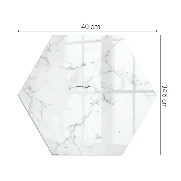 Hexagonal corner glass hearth Marble pattern with veins