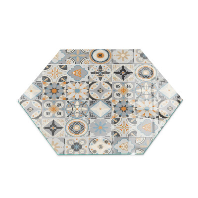 Hexagonal glass hearth pad Mosaic patterns in tiles
