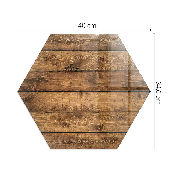 Hexagonal glass hearth pad Wooden board with grain
