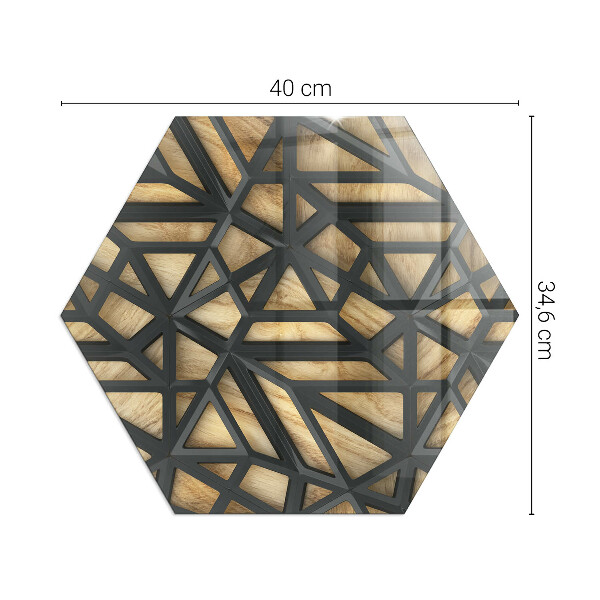 Hexagonal glass hearth for stove Geometry with wood