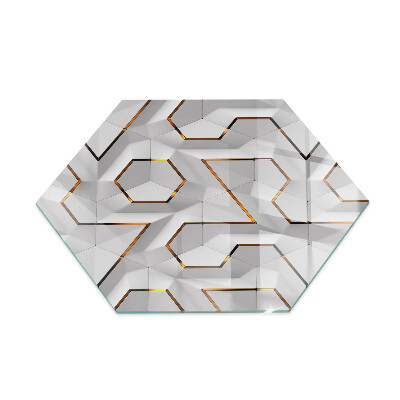 Hexagonal corner glass hearth 3D geometric pattern