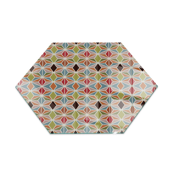 Hexagonal corner glass hearth Polygonal patterns in a grid
