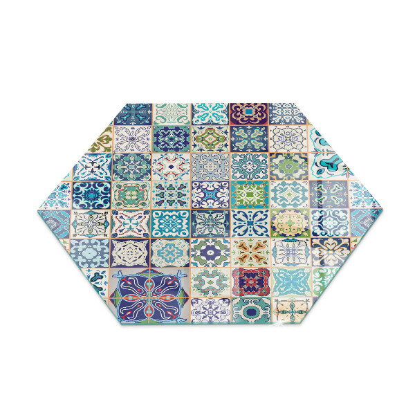 Hexagonal glass hearth pad Mosaic patterns on tiles
