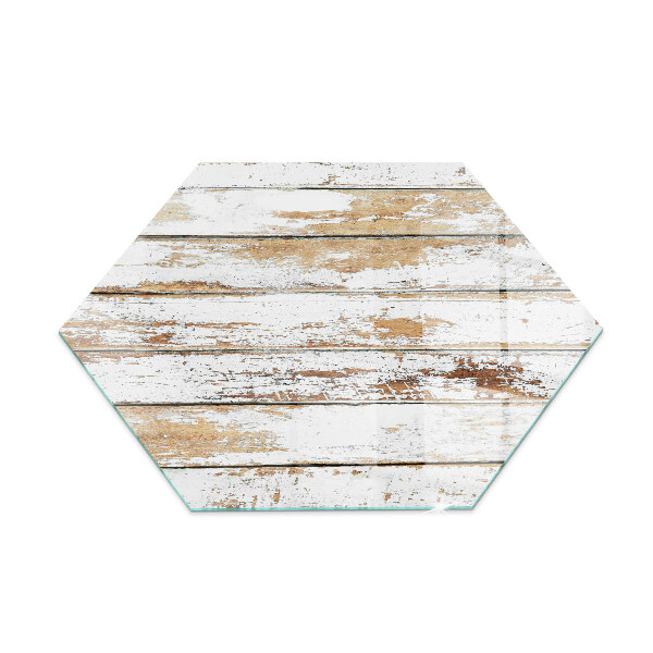 Hexagonal glass hearth pad Damaged wooden board