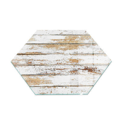 Hexagonal glass hearth pad Damaged wooden board