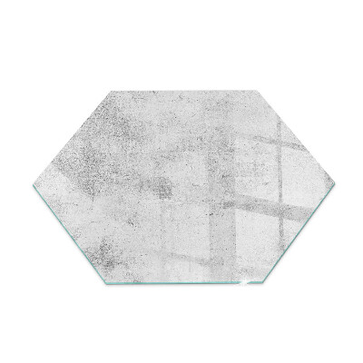 Hexagonal glass hearth for stove Raw concrete texture