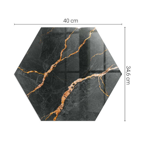 Hexagonal glass hearth pad Elegant marble with veins
