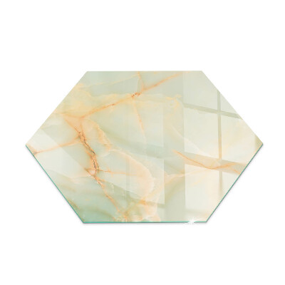 Hexagonal corner glass hearth Abstract marble pattern