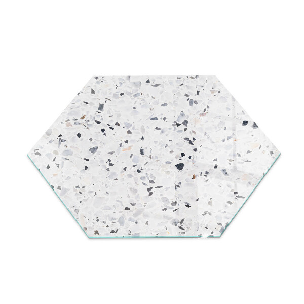 Hexagonal glass hearth pad Stone pattern with particles