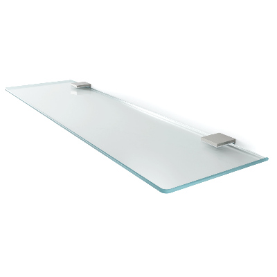 Translucent tempered glass bathroom shelf measuring 27 by 5 inches