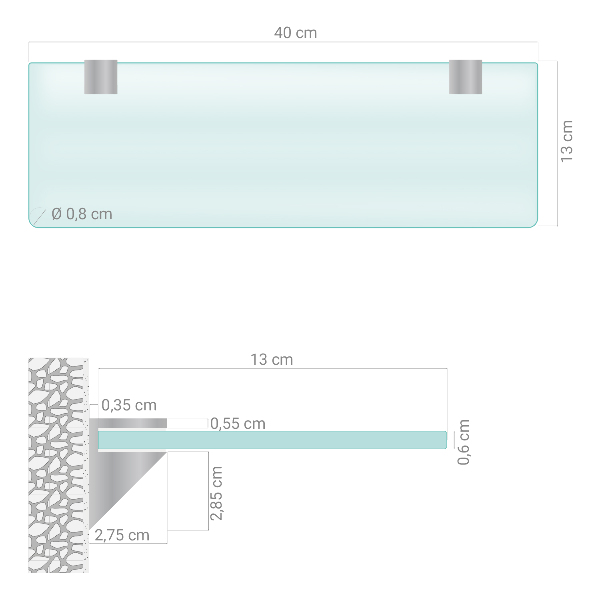 Translucent tempered glass bathroom shelf 15x5 inches