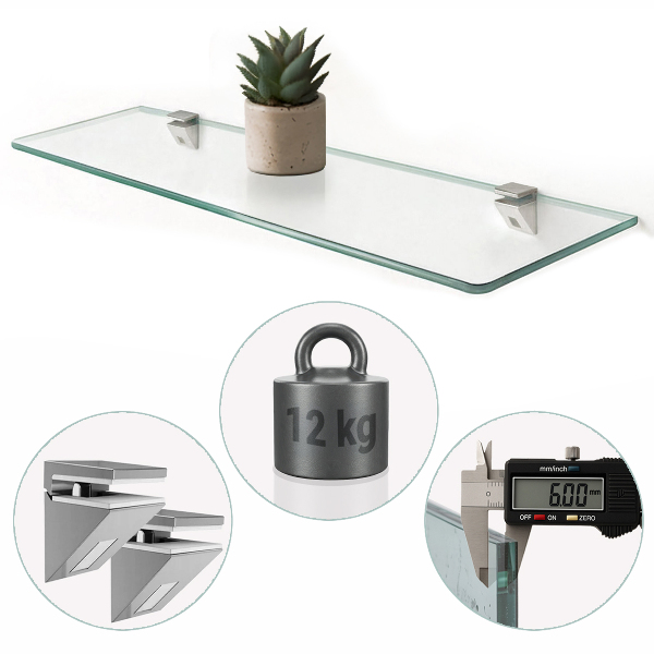 Glass bathroom shelf 19x5 in (50x13 cm)