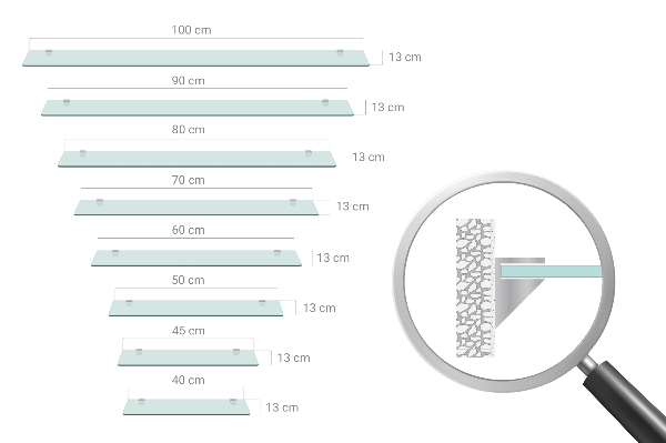 Glass bathroom shelf 70x13 cm
