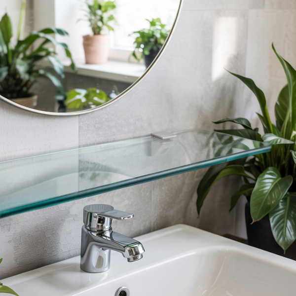 Glass bathroom shelf 35x5 in (90x13 cm)