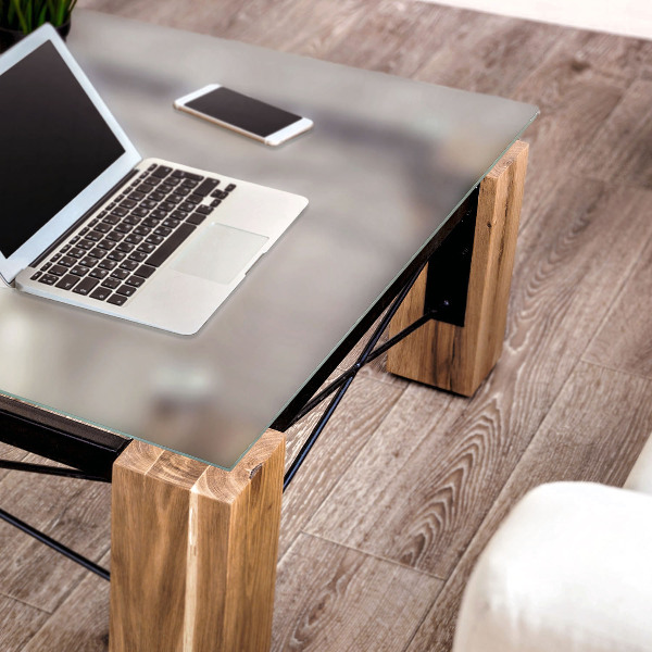 Square semi-transparent glass table top