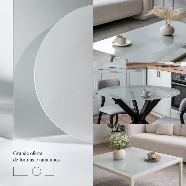 Round translucent glass table top