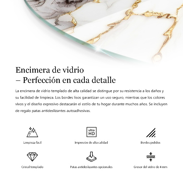 Glass table top with print Smooth white