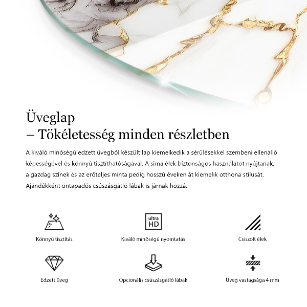 Glass table top with print Smooth white