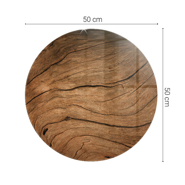 Round glass table top Natural wood texture